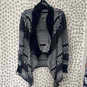 Navy and White Patterned Women's Sweater